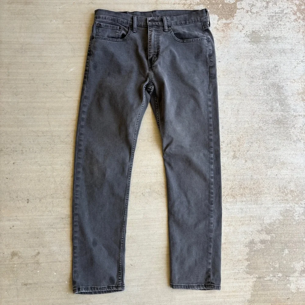 Levi's 502 Regular Taper Jeans Mens 32x30 Gray Wash Stretch Denim Skate Flaw